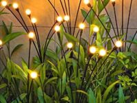 SIOTMERA 4Count Solar Lights Outdoor Waterproof IPX5, Solar Garden Lights, Wind Swaying Firefly Lights, Christmas Lights Outdoor, for Yard Lawn Pathway Decoration Lighting, 6LED WarmYellow