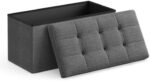 SONGMICS 30 Inches Folding Storage Ottoman Bench, Storage Chest, Foot Rest Stool, Slate Gray ULSF47K