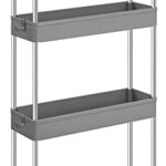 SONGMICS 4-Tier Slide Out Storage Cart, Slim Rolling Cart on Wheels, Space-Saving Bathroom Storage, Kitchen, Narrow Shelf, 15.7 x 4.9 x 34.6 Inches, Gray UKSC008G01