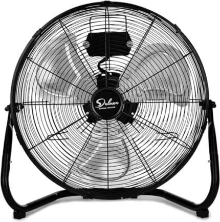 Simple Deluxe 18 Inch 3-Speed High Velocity Heavy Duty Floor Fan for Industrial, Commercial, Residential, and Greenhouse Use, Black