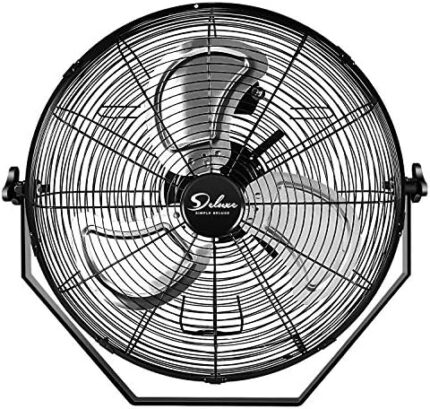 Simple Deluxe 18 Inch Industrial Wall Mount Fan, 3 Speed Commercial Ventilation Metal Fan for Warehouse, Greenhouse, Workshop, Patio, Factory and Basement, High Velocity, Black