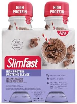 Slim Fast Advanced Nutrition, Meal Replacement Shake, 20g High Protein, Creamy Chocolate Ready To Drink, Gluten & Lactose Free, 4 Bottles x 325ml