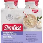 Slim Fast Advanced Nutrition, Meal Replacement or Weight Loss Ready to Drink Shakes, 20g High Protein, Vanilla Cream Flavor ReadyTo Drink, Gluten & Lactose Free, 1 Box of 4 Bottles x 325ml