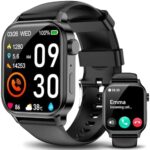 Smart Watch for Men Women with Bluetooth Call, 1.85" HD Touch Screen Fitness Watch with IP67 Waterproof Heart Rate/Sleep Monitor, 100+ Sports Modes Activity Trackers Compatible with iOS/Android（Black）