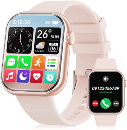 Smart Watches for Men Women Bluetooth Calls(Answer/Make Call) 1.83" Full Touch Screen Fitness Tracker with Blood Oxygen Sleep Monitor IP67 Waterproof Smart Watch for Android iPhone (Pink)