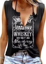 Smooth As Tennessee Tank Top Sweet As Strawberry Shirt Ring Hole Sleeveless Sexy V Neck Womens Retro Country Music Tops