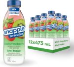 Snapple Zero Sugar Naturally Flavoured Fruit Beverage Kiwi- Strawberry, 473mL, 12-Count