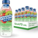 Snapple Zero Sugar Naturally Flavoured Fruit Beverage Kiwi- Strawberry, 473mL, 12-Count