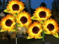 Solar Lights Outdoor for Garden - 2 Pack Flower Solar Sunflower Lights Upgraded, Waterproof Solar Outdoor Lights Auto ON/Off Solar Decorative Lights for Garden, Patio, Backyard