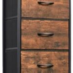 Somdot Tall Dresser for Bedroom, 5 Drawer Storage Organizer Chest of Drawers with Removable Fabric Bins for Living Room Closet Bedside Nursery Laundry Entryway Hallway, Wood Grain Print