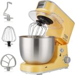 Stand Mixer, CUSIMAX 5-Qt Dough Mixer Tilt-Head Electric Kitchen Mixer with Dough Hook, Mixing Beater and Whisk Splash Guard for Home Cooking, Yellow