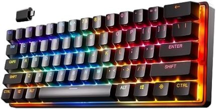 SteelSeries Apex Pro Mini Wireless HyperMagnetic Gaming Keyboard - World's Fastest Keyboard –Compact 60% Form Factor - Adjustable Actuation - RGB – PBT Keycaps- Bluetooth – 2.4GHz - USB-C