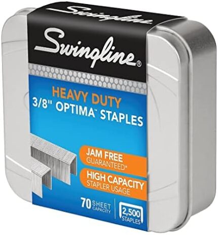 Swingline Optima High Capacity Staples, for 60/70 Sheets staplers, 3/8-Inch Leg Length, 125 per Strip, 2500 per Box (S7035550)