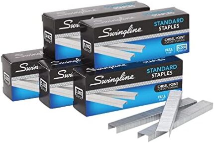 Swingline Staples, Standard, 1/4 Inch Length, 5000/Box, 5 Boxes (7471135101), Silver