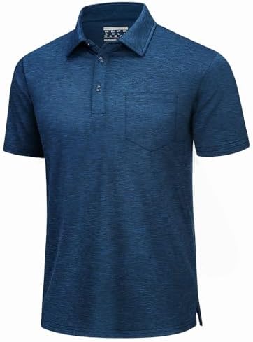 TACVASEN Men's Golf Polo Shirts Slort Sleeves 3-Buttons Casual Hiking Collared Shirts Athletic Tops