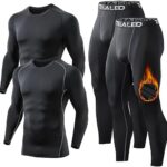 TELALEO Men's Thermal Underwear Sets Long Sleeve Compression Shirts, Winter Gear Sports Base-Layer Top Bottom Sets