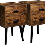 TianLang Nightstand with 2 Drawer, Set of 2 Bedside Table, Industrial Side Table, Wood End Table for Bedroom Living Room Stable Wooden Legs, Retro Brown LJET003A2