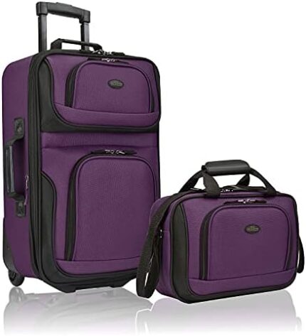 Travelers Choice US Traveler Rio Expandable Carry-On Luggage Set, One Size, 2-Piece (Purple)