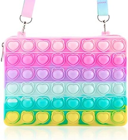 UOYHXQ Girls Toys - Pop Shoulder Purse, Rainbow Girls Purse Fidget Toy for Girls 4-12, Fidget Purse School Supplies, Push Bubble Fidget Toy Birthday Return Gift for Girl