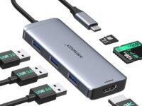 USB C Hub 6 in 1 Dongle USB C Adapter USB-C to HDMI Multiport Adapter with 4K HDMI,3 USB3.0 Ports,SD/TF Card Reader,Laptop Dock for MacBook Air 2022/2021/MacBook Pro 2023/2022,Dell,HP,Lenovo,Surface