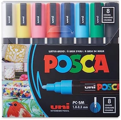 Uni-Ball Uniball POSCA PC-1MR Ultra Fine Marker Pens The Set of 8 Best Sellers