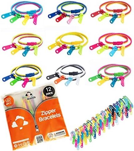 UpBrands Fidget Toys Double Tour Zipper Bracelets, Party Favors for Kids, Quiet Classroom Prizes, School Students Rewards, Easter Basket Stuffers, Goodie Bags, Easter Egg and Pinata Fillers (Bi-color)