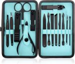 Utopia Care - 15 in 1 Stainless Steel Professional Manicure Pedicure Set Nail Clippers Kit – Portable Travel Grooming Kit - Facial, Cuticle and Nail Care for Men and Women (Black)