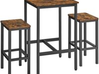 VASAGLE Bar Table and Chairs Set, Dining Table Set for Dining Room, Kitchen, Rustic Brown and Black ULBT017B01