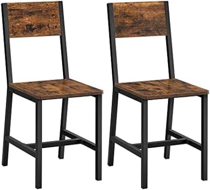 VASAGLE Dining Chair Set of 2, Industrial Accent Chairs, for Dining Room, Living Room, Kitchen, Rustic Brown and Black ULDC092B01V1