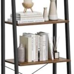 VASAGLE Ladder Shelf, 4-Tier Bookshelf, Storage Rack, Bookcase with Steel Frame, Rustic Brown and Black ULLS44X