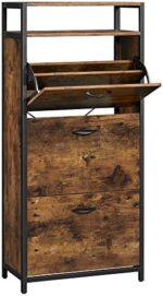 VASAGLE Shoe Cabinet, Shoe Storage Organizer for Entryway, Holds 12-18 Pairs of Shoes, Rustic Brown and Black ULBS101B01