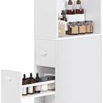 VASAGLE Tall Bathroom Cabinet, Slim Bathroom Storage Cabinet, Freestanding Narrow Cabinet with Adjustable Shelf, for Small Spaces, White UBBK567T14