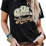 VILOVE Howdy Cowgirl Outfits for Women Western Country Shirts Vintage Graphic Tshirt Casual Short Sleeve Tee Tops