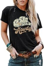 VILOVE Howdy Cowgirl Outfits for Women Western Country Shirts Vintage Graphic Tshirt Casual Short Sleeve Tee Tops