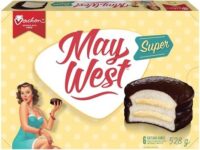 Vachon Super May West Cakes with Layers of Unique Creamy Filling and a Chocolatey Coating, Delicious Dessert and Snack Food, 6 Individually Wrapped Cakes, 528 Grams