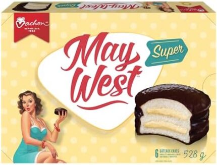 Vachon Super May West Cakes with Layers of Unique Creamy Filling and a Chocolatey Coating, Delicious Dessert and Snack Food, 6 Individually Wrapped Cakes, 528 Grams