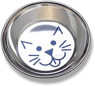 Van Ness Pets Whisker-Friendly Stainless Steel Cat Bowl, Wide Saucer Style Dish, 8 OZ