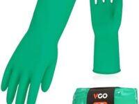 Vgo 10Pairs Reusable Household Cleaning Gloves,Rubber Dishwashing gloves,Extra Thickness,Long Sleeves,Kitchen Cleaning/Working/Painting/Gardening/Pet Care(L,Green,HH4601)