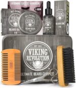 Viking Revolution - Ultimate Beard Kit - Beard Grooming Kit with Beard Brush, Beard Comb, Beard Balm, Beard Oil, Beard & Moustache Scissors - Gifts for Men