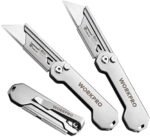 WORKPRO 3-Pack Folding Utility Knife, Quick Change Blades Box Cutter, EDC Foldable Pocket Utility Knife Sets with Belt Clip