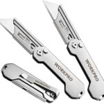 WORKPRO 3-Pack Folding Utility Knife, Quick Change Blades Box Cutter, EDC Foldable Pocket Utility Knife Sets with Belt Clip