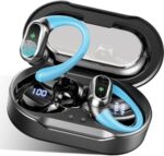 Wireless Earbuds, Bluetooth 5.3 Headphones Sport, Bluetooth Earbuds with ENC Noise Canceling Mic, 50H Stereo Wireless Headphones IP7 Waterproof with Earhooks, Dual LED Display for Running, Deep Blue