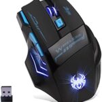 Wireless Optical Gaming Mouse, Lychee 2.4GHZ 4 DPI Adjustable USB Gaming Mice with Fire Key & Cool Blue Light for PC LaptopMac,Windows 2000/XP/7/8/10/Vista Wonderful Christmas Xmas Gift