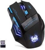 Wireless Optical Gaming Mouse, Lychee 2.4GHZ 4 DPI Adjustable USB Gaming Mice with Fire Key & Cool Blue Light for PC LaptopMac,Windows 2000/XP/7/8/10/Vista Wonderful Christmas Xmas Gift