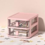 Wolpin Desk Organizer Drawers 2 Tier Pen & Pencil Stand Stationery Storage Home and Office Stationery Box (Pink/White, polypropylene)