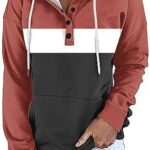 Womens Sweatshirt Fall 2023 Casual Snap Button Drawstring Hoodies Fleece Pullover Long Sleeve Tops Lightweight Pocket