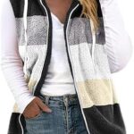 Women's Winter Fall Sherpa Fleece Jacket Vest,Light Weight Full Zip Hoodies for Women