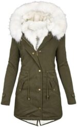 Women's Winter Jacket Faux Fur Hooded Parka Coat Zip Up Thicken Fleece Quilted Jacket Long Warm Plush Coats