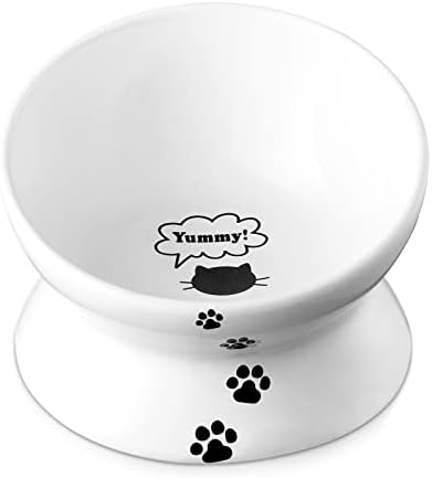 Y YHY Cat Bowl, Raised Tilted Cat Food Bowls, Elevated Cat Bowls Anti Vomiting, Ceramic Pet Food Bowl for Flat-Faced Cats, Small Dogs, Protect Pet's Spine, Prevents Whisker Fatigue, Dishwasher Safe