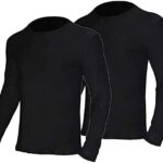 YUSHOW 2 Pack Mens Thermal Underwear Tops Ultra Soft Long Sleeve Winter Undershirts Crew Neck Thermal Wear Shirt